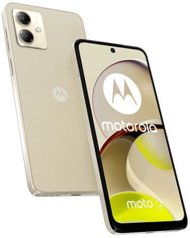 moderní mobilní dotykový telefon smartphone motorola Moto G14 15W rychlonabíjení bleskové nabíjení telefonu 5000 mah baterie výdrž lte wifi Bluetooth 2 sim Dual SIM dedikovaný slot paměťová karta NFC 6,5palcový fullhd+ IPS displej 50mpx fotoaparát google assistant  makro objektiv širokoúhlá kamera výkonný fotoaparát makro hloubkový objektiv Unisoc T616 výkonný procesor LTE 4G Dolby Atmos stereo reproduktory