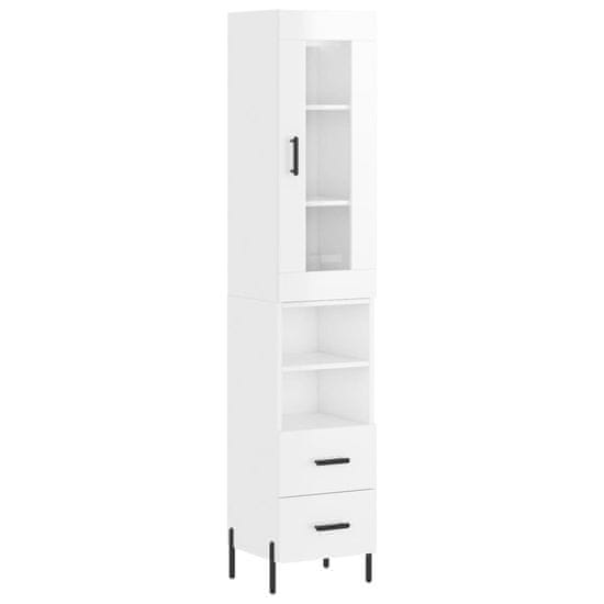 Vidaxl Skříň highboard bílá s vysokým leskem 34,5x34x180 cm kompozit