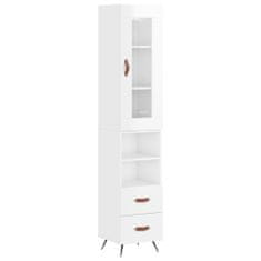 Vidaxl Skříň highboard bílá s vysokým leskem 34,5x34x180 cm kompozit