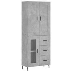 Greatstore Skříň highboard betonově šedá 69,5x34x180 cm kompozitní dřevo