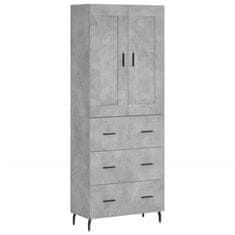 Greatstore Skříň highboard betonově šedá 69,5x34x180 cm kompozitní dřevo