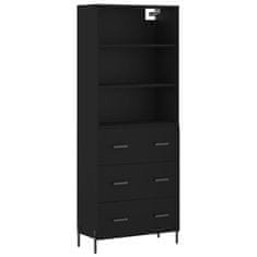 Greatstore Skříň highboard černá 69,5 x 34 x 180 cm kompozitní dřevo