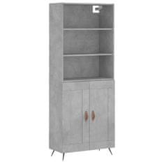 Greatstore Skříň highboard betonově šedá 69,5x34x180 cm kompozitní dřevo