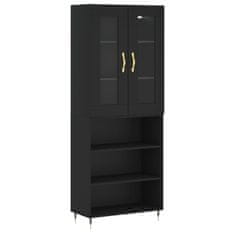 Greatstore Skříň highboard černá 69,5 x 34 x 180 cm kompozitní dřevo