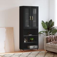 Greatstore Skříň highboard černá 69,5 x 34 x 180 cm kompozitní dřevo