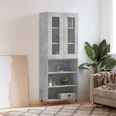 Greatstore Skříň highboard betonově šedá 69,5x34x180 cm kompozitní dřevo