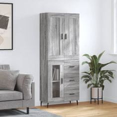 Greatstore Skříň highboard šedá sonoma 69,5 x 34 x 180 cm kompozitní dřevo