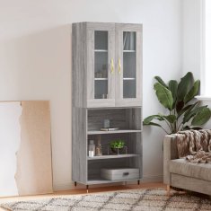 Greatstore Skříň highboard šedá sonoma 69,5 x 34 x 180 cm kompozitní dřevo