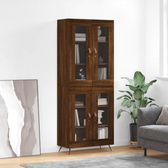 Greatstore Skříň highboard hnědý dub 69,5 x 34 x 180 cm kompozitní dřevo