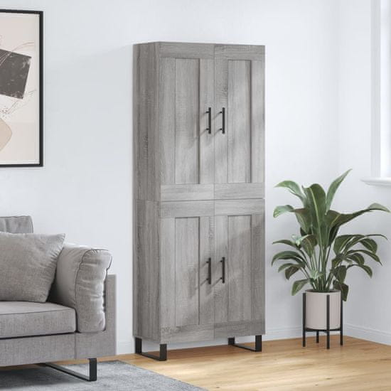 Greatstore Skříň highboard šedá sonoma 69,5 x 34 x 180 cm kompozitní dřevo