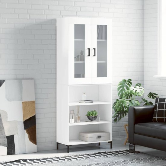 Vidaxl Skříň highboard lesklá bílá 69,5 x 34 x 180 cm kompozitní dřevo