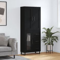 Greatstore Skříň highboard černá 69,5 x 34 x 180 cm kompozitní dřevo