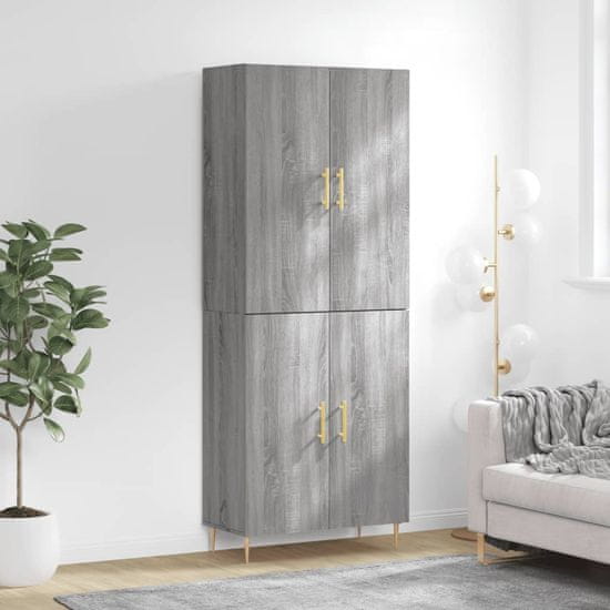 Greatstore Skříň highboard šedá sonoma 69,5 x 34 x 180 cm kompozitní dřevo