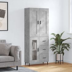 Greatstore Skříň highboard betonově šedá 69,5x34x180 cm kompozitní dřevo