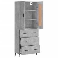 Greatstore Skříň highboard betonově šedá 69,5x34x180 cm kompozitní dřevo