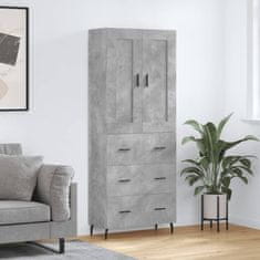 Greatstore Skříň highboard betonově šedá 69,5x34x180 cm kompozitní dřevo