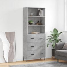 Greatstore Skříň highboard betonově šedá 69,5x34x180 cm kompozitní dřevo