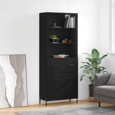 Greatstore Skříň highboard černá 69,5 x 34 x 180 cm kompozitní dřevo