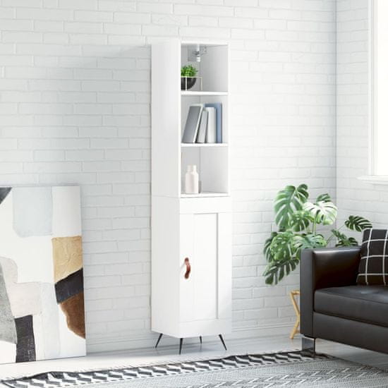 Greatstore Skříň highboard bílá s vysokým leskem 34,5x34x180 cm kompozit