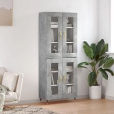 Greatstore Skříň highboard betonově šedá 69,5x34x180 cm kompozitní dřevo