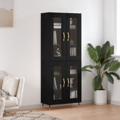 Greatstore Skříň highboard černá 69,5 x 34 x 180 cm kompozitní dřevo