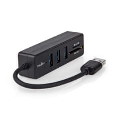 Nedis CCGB61250BK01 USB hub 1x USB-A na 3x USB-A + čtečka paměťových karet SD/MicroSD, 5 Gbps