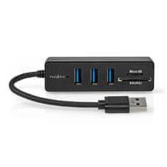 Nedis CCGB61250BK01 USB hub 1x USB-A na 3x USB-A + čtečka paměťových karet SD/MicroSD, 5 Gbps