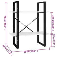 Vidaxl Knihovna se 2 policemi bílá 60 x 30 x 70 cm masivní borovice