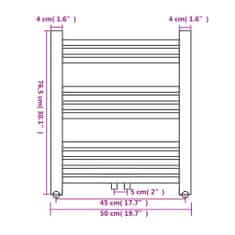 Vidaxl Žebříkový radiátor na ručníky rovný ústřední topení 500 x 764 mm