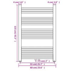 Vidaxl Žebříkový radiátor na ručníky rovný ústřední topení 600 x 1 160 mm