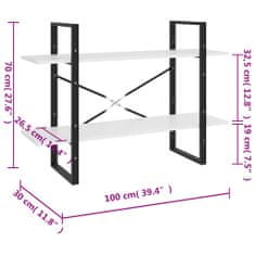 Vidaxl Knihovna se 2 policemi šedá 100 x 30 x 70 cm masivní borovice