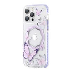 Kingxbar Butterfly Series MagSafe silikonové pouzdro na iPhone 14 PLUS 6.7" Purple butterflies 