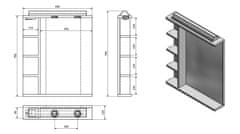 AQUALINE KORIN zrcadlo s LED osvětlením, zásuvkou a policemi 60x70x12cm KO377 - Aqualine