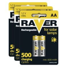 Raver Nabíjecí baterie do solárních lamp AA 600 mAh, 6 ks