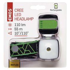 Emos CREE + SMD LED nabíjecí čelovka P3535, 110 lm, 55m, Li-Pol 850 mAh