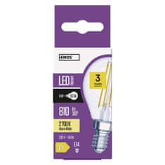 Emos LED žárovka Filament Mini Globe / E14 / 6 W (60 W) / 810 lm / teplá bílá