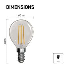 Emos LED žárovka Filament Mini Globe / E14 / 3,4 W (40 W) / 470 lm / teplá bílá