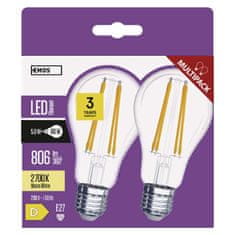 Emos LED žárovka Filament A60 / E27 / 5,9 W (60 W) / 806 lm / teplá bílá