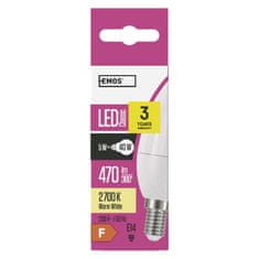 Emos LED žárovka Classic svíčka / E14 / 5 W (40 W) / 470 lm / teplá bílá