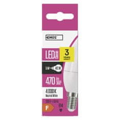 Emos LED žárovka Classic svíčka / E14 / 5 W (40 W) / 470 lm / neutrální bílá