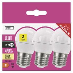 Emos LED žárovka Classic Mini Globe / E27 / 5 W (40 W) / 470 lm / teplá bílá