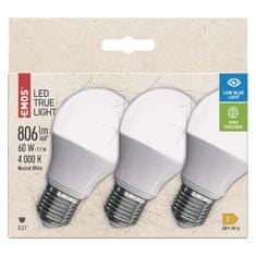 Emos LED žárovka True Light A60 / E27 / 7,2 W (60 W) / 806 lm / neutrální bílá