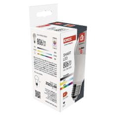 Emos Chytrá LED žárovka GoSmart A60 / E27 / 9 W (60 W) / 806 lm / RGB / stmívatelná / Zigbee