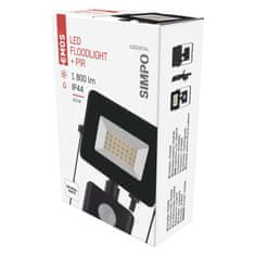Emos LED reflektor SIMPO s pohybovým čidlem, 20,5 W, černý, neutrální bílá