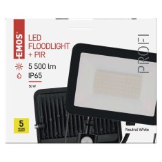 Emos LED reflektor INOVO s pohybovým čidlem, 50 W, šedý, neutrální bílá