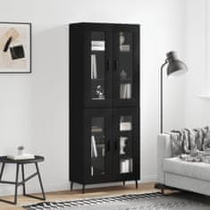 Greatstore Skříň highboard černá 69,5 x 34 x 180 cm kompozitní dřevo