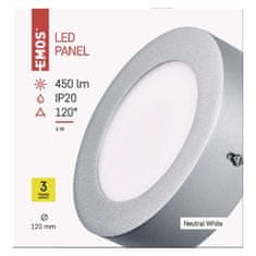 Emos LED svítidlo PROFI stříbrné, 12 cm, 6 W, neutrální bílá