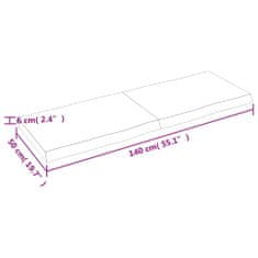 Vidaxl Stolní deska 140 x 50 x 6 cm neošetřený masivní dub živá hrana