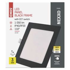 Emos LED podhledové svítidlo NEXXO černé, 17 x 17 cm, 12,5 W, teplá/neutrální bílá