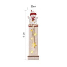 Emos LED dekorace dřevěná – sněhulák, 46 cm, 2x AA, vnitřní, teplá bílá, časovač